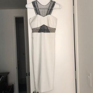 Black and white midi dress with tulle- Intermix
